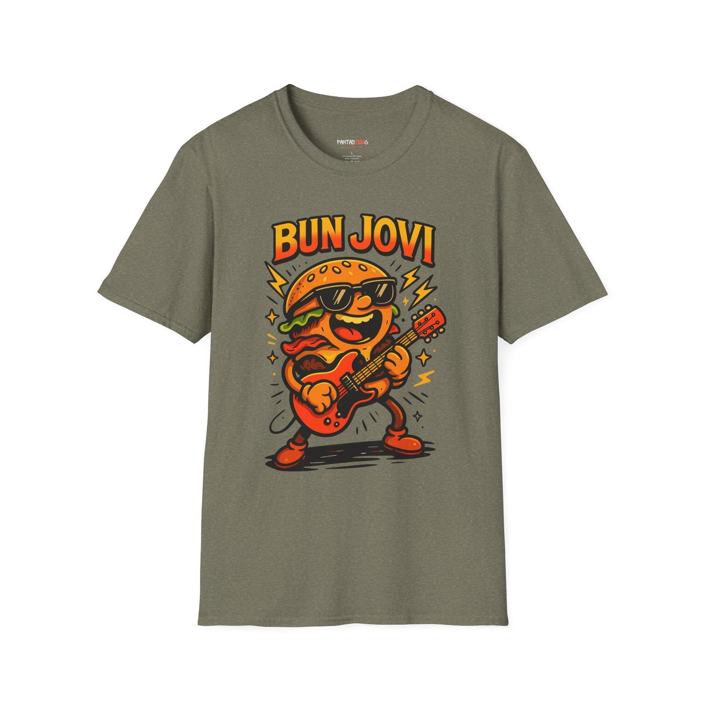 Bun Jovi Graphic Tee | Fun Unisex Softstyle T-Shirt | Music Lover Gift, Foodie Apparel, Festival Wear, Quirky Style, Concert Outfit