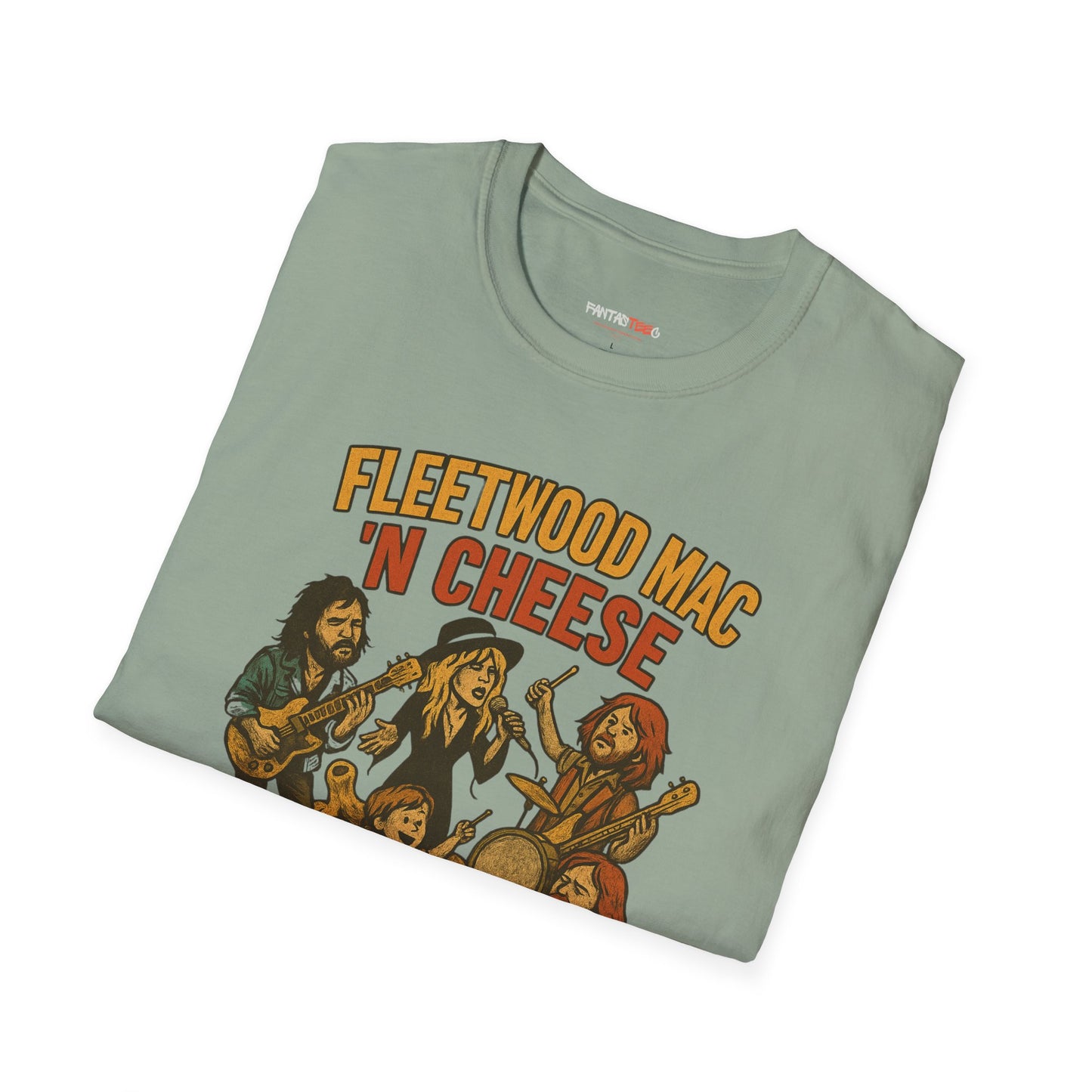 Funny Music-Themed T-Shirt, Fleetwood Mac 'n Cheese Graphic Tee, Unisex Tee for Foodies, Gift for Music Lovers, Casual Wear, Festival Shirt