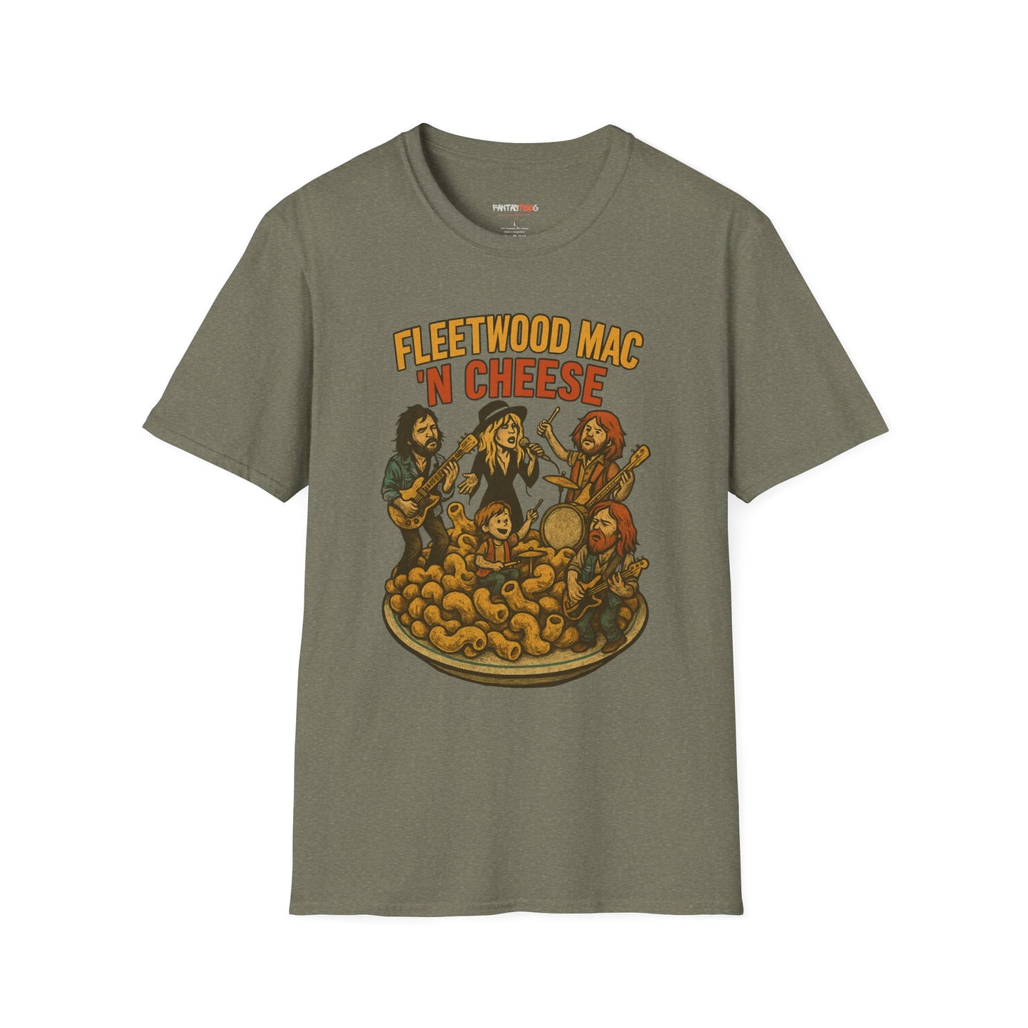 Funny Music-Themed T-Shirt, Fleetwood Mac 'n Cheese Graphic Tee, Unisex Tee for Foodies, Gift for Music Lovers, Casual Wear, Festival Shirt