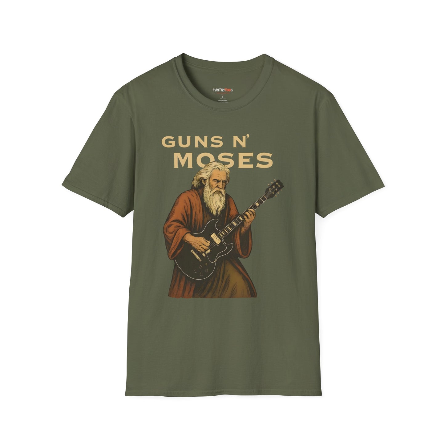 Guns N' Moses Graphic Tee - Unique Music Inspired Unisex Softstyle T-Shirt for Concerts, Gifting, Casual Wear, Music Lovers, Festivals