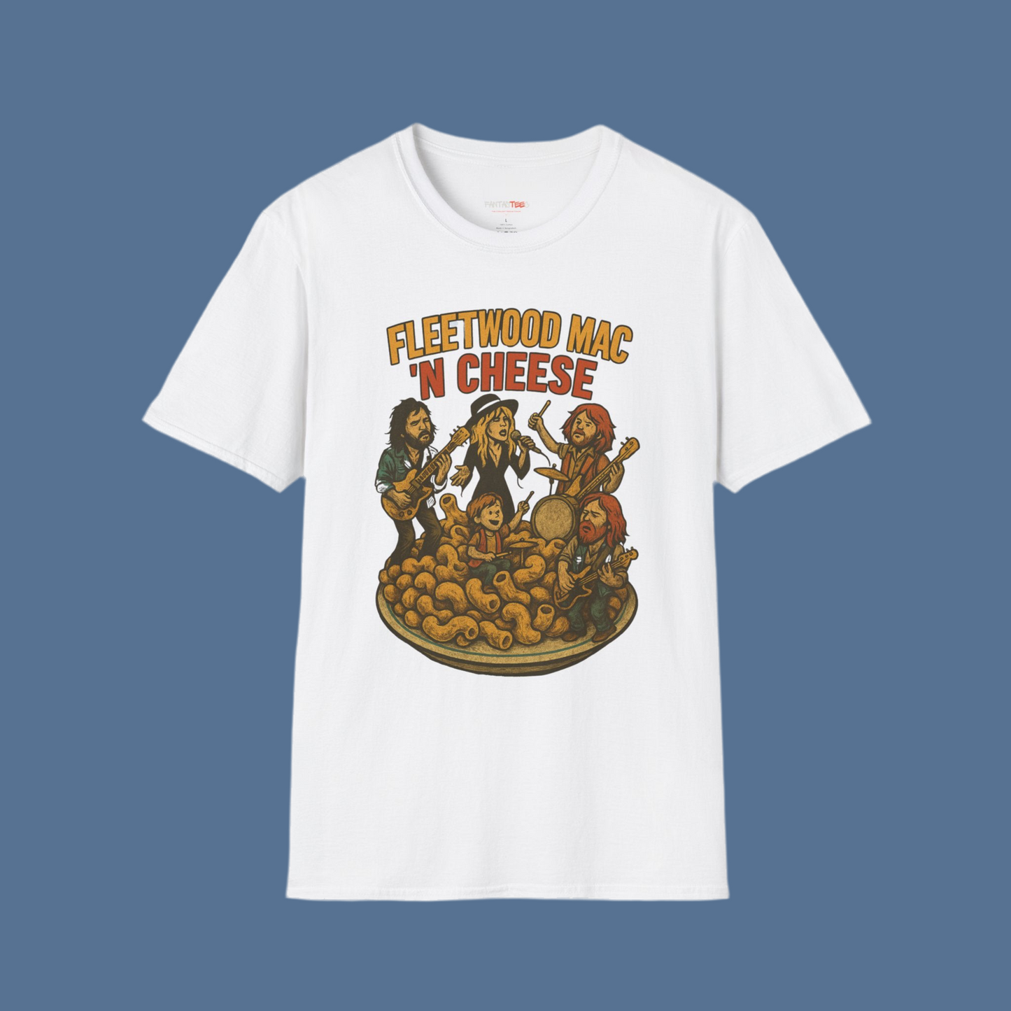 Funny Music-Themed T-Shirt, Fleetwood Mac 'n Cheese Graphic Tee, Unisex Tee for Foodies, Gift for Music Lovers, Casual Wear, Festival Shirt