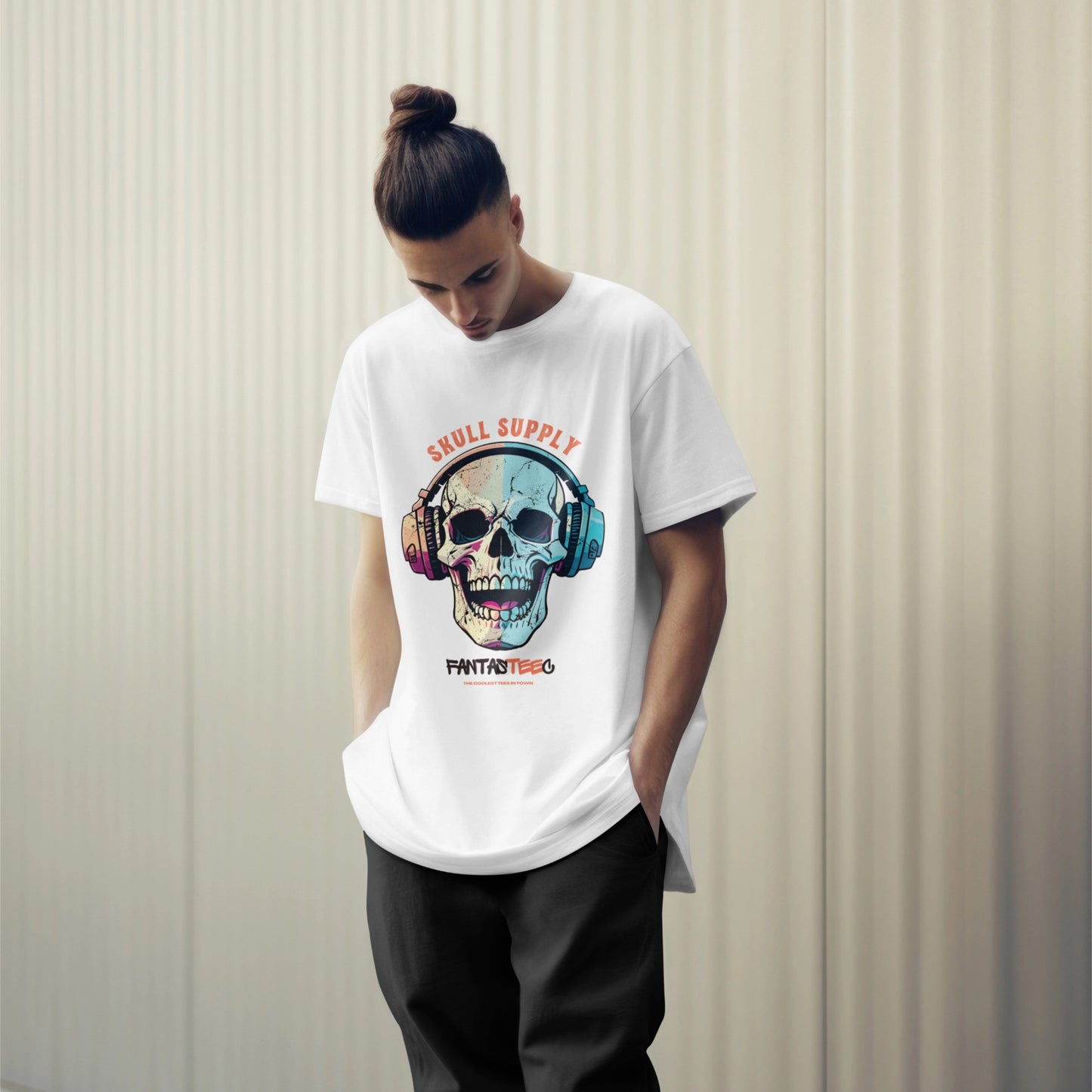 Laughing Skull Unisex T-Shirt with Headphones