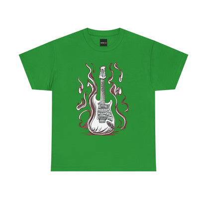Guitar Flames Unisex Tee, Awesome Guitar sketch design, cool gift, Music tshirt