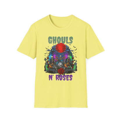 Halloween Skeleton Ghouls and Roses Band UnisexT-Shirt
