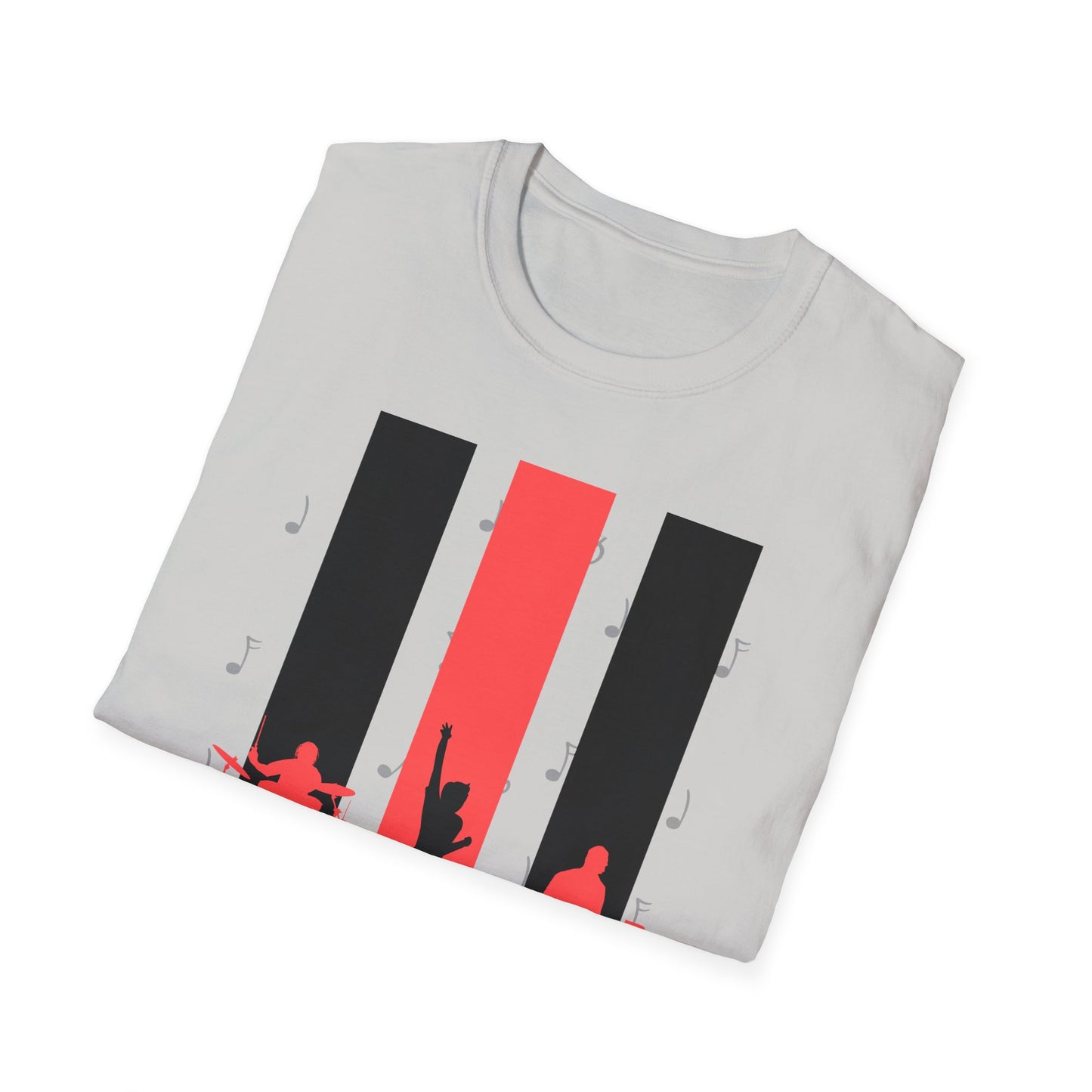 Rock Band T-Shirt with Musical Note Background