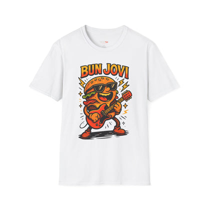 Bun Jovi Graphic Tee | Fun Unisex Softstyle T-Shirt | Music Lover Gift, Foodie Apparel, Festival Wear, Quirky Style, Concert Outfit