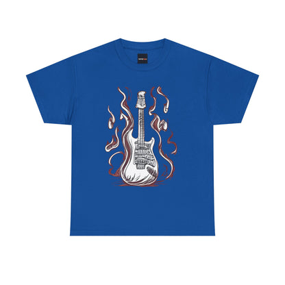 Guitar Flames Unisex Tee, Awesome Guitar sketch design, cool gift, Music tshirt