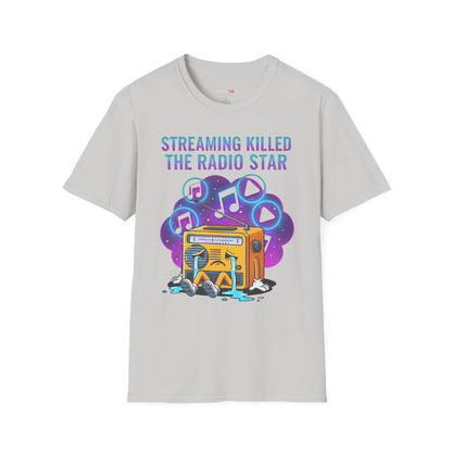Streaming Killed the Radio Star, Retro Music Themed T-Shirt, Music Lover Gift, Stylish Tee,Unique Music T-Shirt, Gift for Musicians.