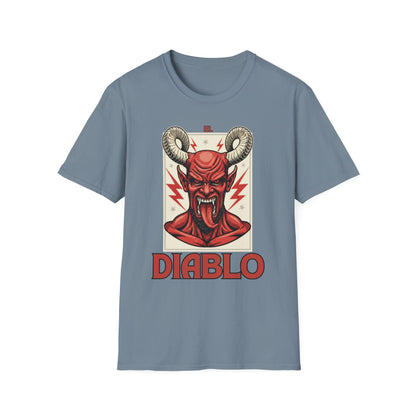 Diablo Graphic T-Shirt - Unisex Softstyle Tee for Music Lovers, Halloween Costume, Unique Gift, Vintage Style, Casual Wear