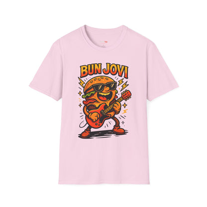 Bun Jovi Graphic Tee | Fun Unisex Softstyle T-Shirt | Music Lover Gift, Foodie Apparel, Festival Wear, Quirky Style, Concert Outfit
