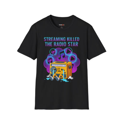 Streaming Killed the Radio Star, Retro Music Themed T-Shirt, Music Lover Gift, Stylish Tee,Unique Music T-Shirt, Gift for Musicians.