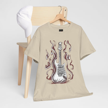 Guitar Flames Unisex Tee, Awesome Guitar sketch design, cool gift, Music tshirt