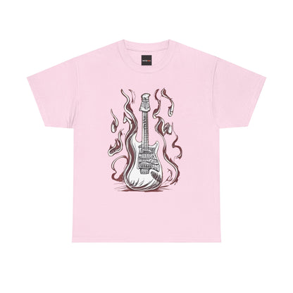 Guitar Flames Unisex Tee, Awesome Guitar sketch design, cool gift, Music tshirt