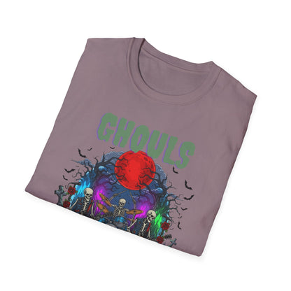 Halloween Skeleton Ghouls and Roses Band UnisexT-Shirt