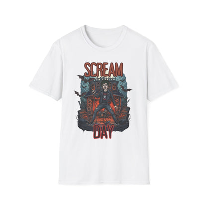 Halloween Themed Unisex T-Shirt, Casual Graphic Tee, Fall Fashion, Perfect for Costume Parties, Scream Day Celebration, Unique Gift Idea