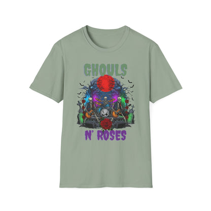 Halloween Skeleton Ghouls and Roses Band UnisexT-Shirt