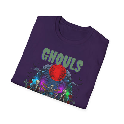 Halloween Skeleton Ghouls and Roses Band UnisexT-Shirt