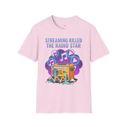 Streaming Killed the Radio Star, Retro Music Themed T-Shirt, Music Lover Gift, Stylish Tee,Unique Music T-Shirt, Gift for Musicians.
