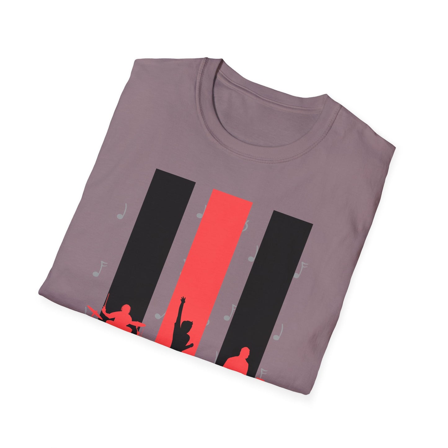 Rock Band T-Shirt with Musical Note Background