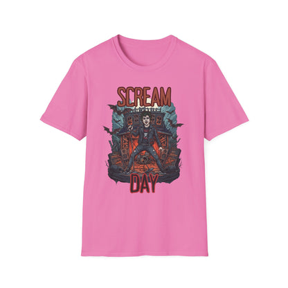 Halloween Themed Unisex T-Shirt, Casual Graphic Tee, Fall Fashion, Perfect for Costume Parties, Scream Day Celebration, Unique Gift Idea
