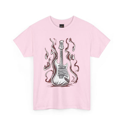 Guitar Flames Unisex Tee, Awesome Guitar sketch design, cool gift, Music tshirt