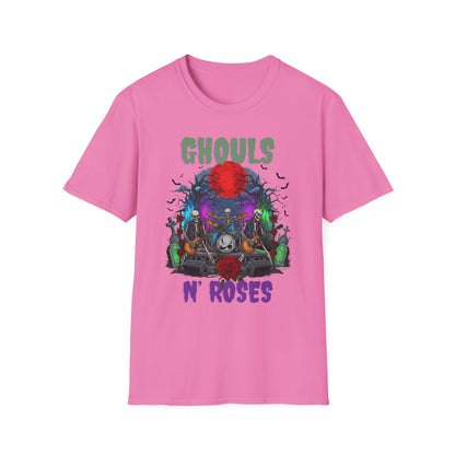 Halloween Skeleton Ghouls and Roses Band UnisexT-Shirt