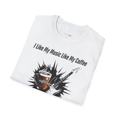 Rockin' Coffee Lover T-Shirt - Perfect Gift for Musicians, Coffee Enthusiasts, Birthdays, Music Festivals, Casual Wear
