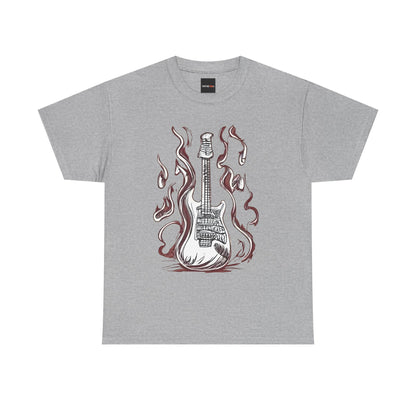 Guitar Flames Unisex Tee, Awesome Guitar sketch design, cool gift, Music tshirt
