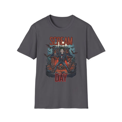 Halloween Themed Unisex T-Shirt, Casual Graphic Tee, Fall Fashion, Perfect for Costume Parties, Scream Day Celebration, Unique Gift Idea