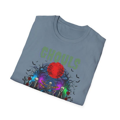 Halloween Skeleton Ghouls and Roses Band UnisexT-Shirt