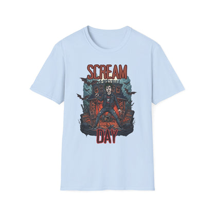 Halloween Themed Unisex T-Shirt, Casual Graphic Tee, Fall Fashion, Perfect for Costume Parties, Scream Day Celebration, Unique Gift Idea