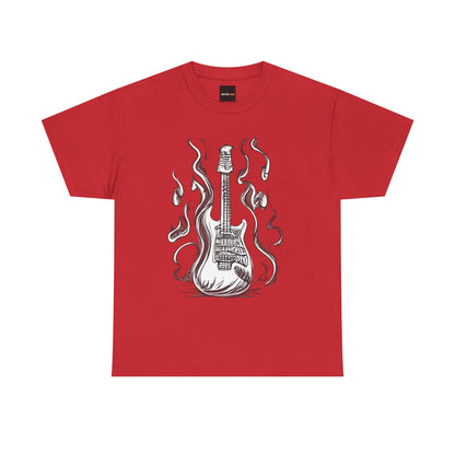 Guitar Flames Unisex Tee, Awesome Guitar sketch design, cool gift, Music tshirt