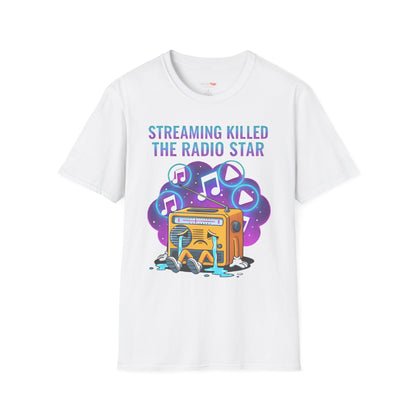 Streaming Killed the Radio Star, Retro Music Themed T-Shirt, Music Lover Gift, Stylish Tee,Unique Music T-Shirt, Gift for Musicians.