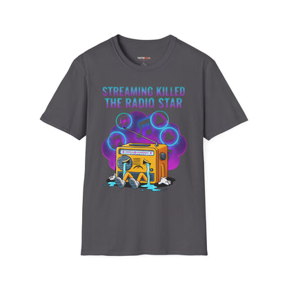 Streaming Killed the Radio Star, Retro Music Themed T-Shirt, Music Lover Gift, Stylish Tee,Unique Music T-Shirt, Gift for Musicians.