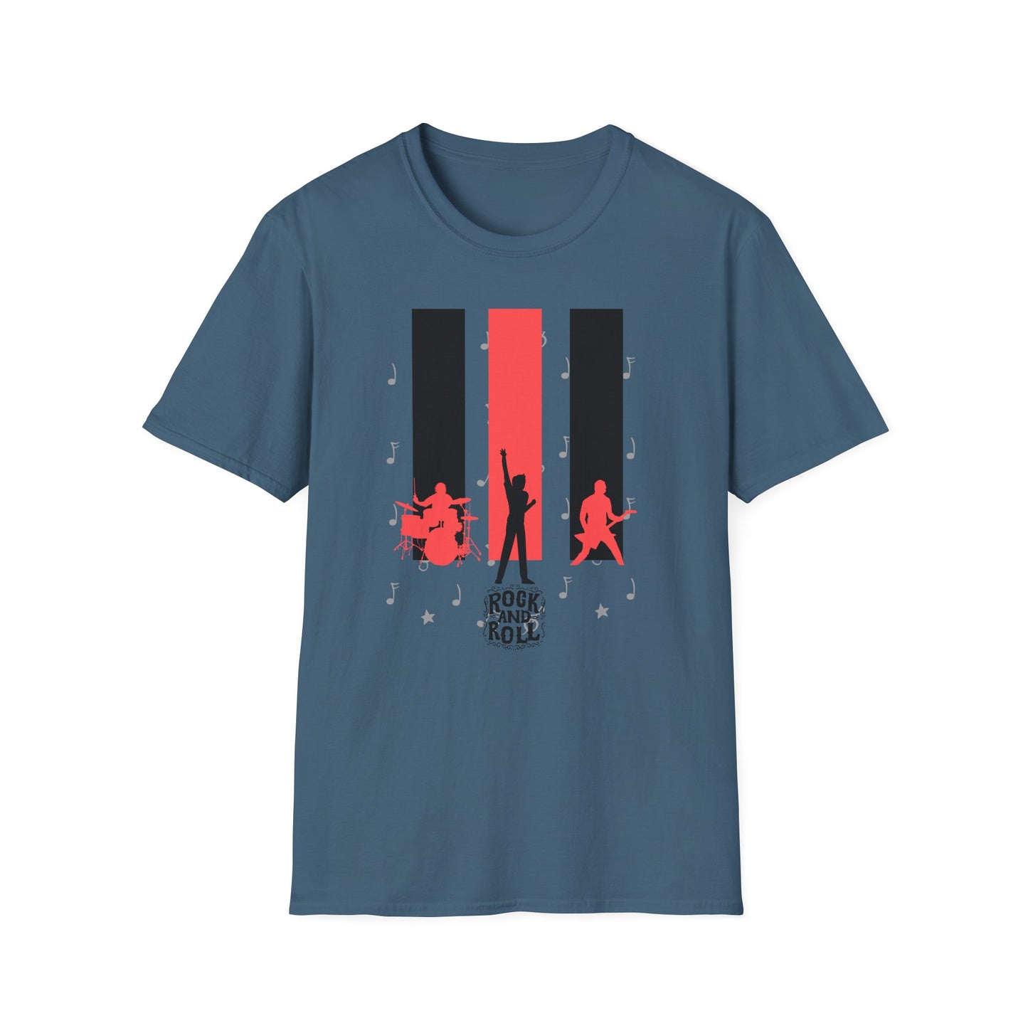 Rock Band T-Shirt with Musical Note Background