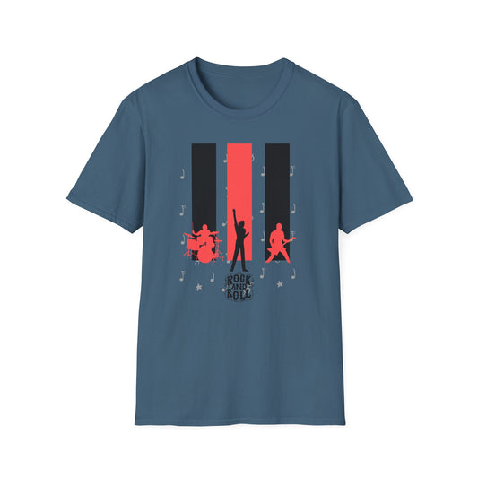 Rock Band T-Shirt with Musical Note Background