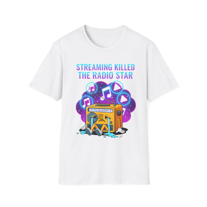 Streaming Killed the Radio Star, Retro Music Themed T-Shirt, Music Lover Gift, Stylish Tee,Unique Music T-Shirt, Gift for Musicians.