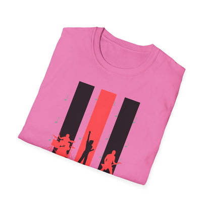 Rock Band T-Shirt with Musical Note Background