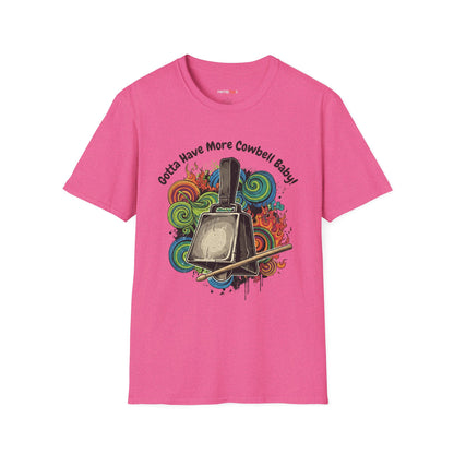Gotta Have More Cowbell Unisex Softstyle T-Shirt | Fun Music Tribute Tee, Concert Wear, Gift for Musicians, Casual Style, Humor Shirt