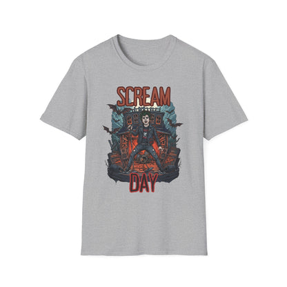 Halloween Themed Unisex T-Shirt, Casual Graphic Tee, Fall Fashion, Perfect for Costume Parties, Scream Day Celebration, Unique Gift Idea