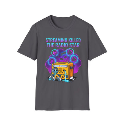 Streaming Killed the Radio Star, Retro Music Themed T-Shirt, Music Lover Gift, Stylish Tee,Unique Music T-Shirt, Gift for Musicians.