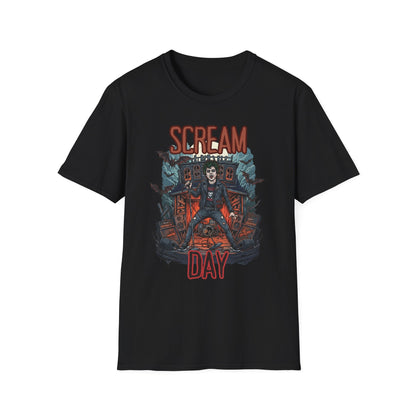 Halloween Themed Unisex T-Shirt, Casual Graphic Tee, Fall Fashion, Perfect for Costume Parties, Scream Day Celebration, Unique Gift Idea