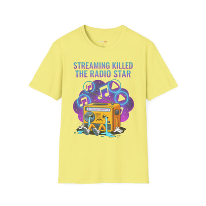 Streaming Killed the Radio Star, Retro Music Themed T-Shirt, Music Lover Gift, Stylish Tee,Unique Music T-Shirt, Gift for Musicians.