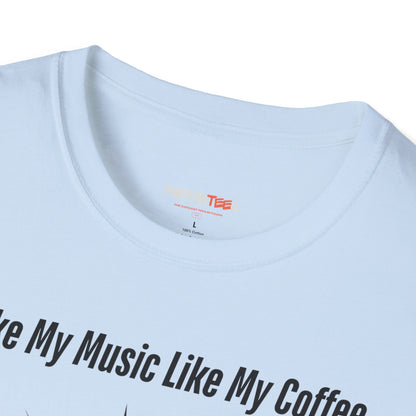 Rockin' Coffee Lover T-Shirt - Perfect Gift for Musicians, Coffee Enthusiasts, Birthdays, Music Festivals, Casual Wear