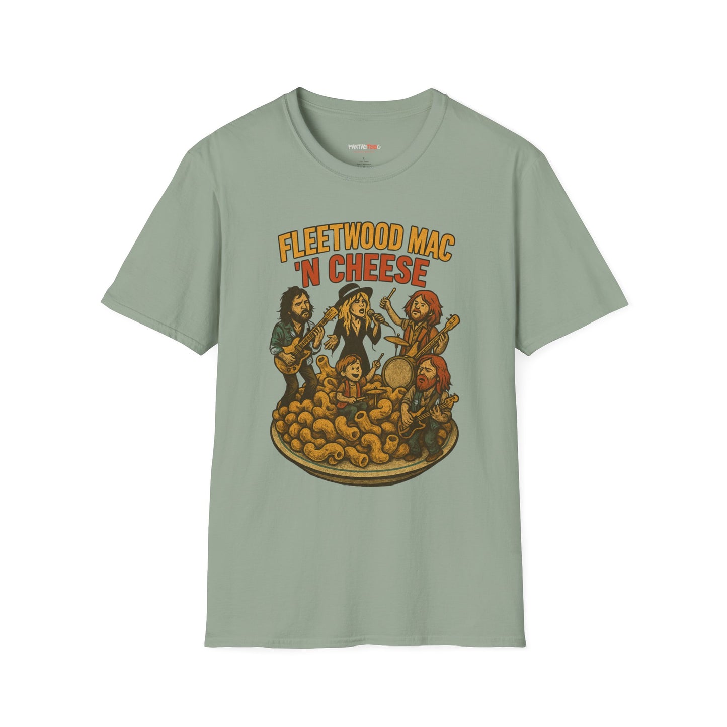 Funny Music-Themed T-Shirt, Fleetwood Mac 'n Cheese Graphic Tee, Unisex Tee for Foodies, Gift for Music Lovers, Casual Wear, Festival Shirt