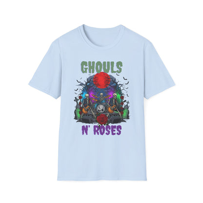 Halloween Skeleton Ghouls and Roses Band UnisexT-Shirt