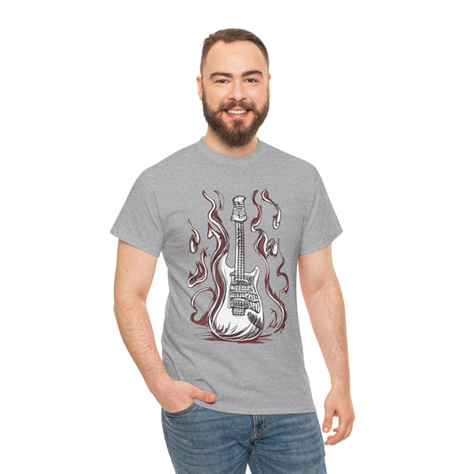 Guitar Flames Unisex Tee, Awesome Guitar sketch design, cool gift, Music tshirt