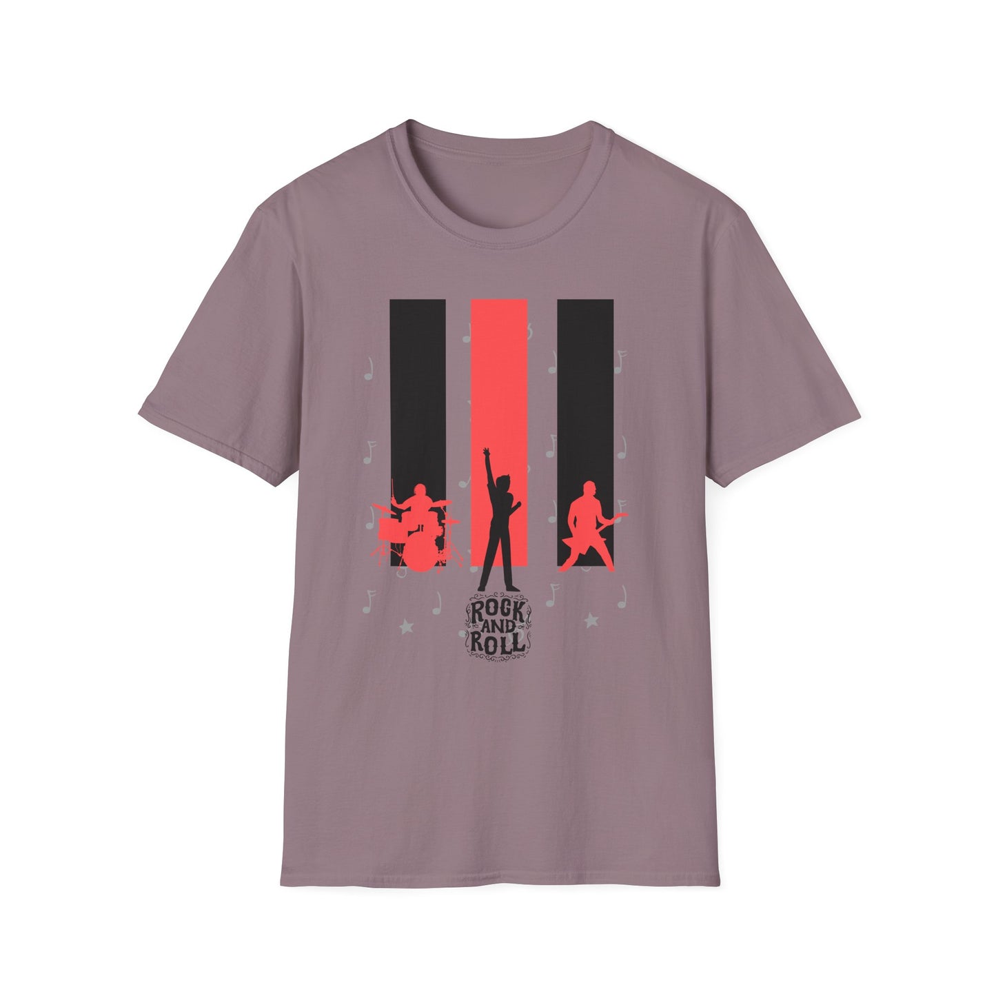 Rock Band T-Shirt with Musical Note Background