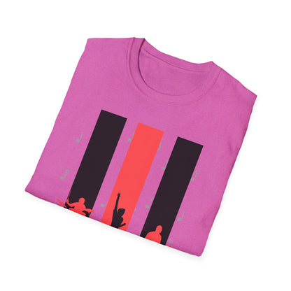 Rock Band T-Shirt with Musical Note Background