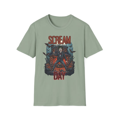 Halloween Themed Unisex T-Shirt, Casual Graphic Tee, Fall Fashion, Perfect for Costume Parties, Scream Day Celebration, Unique Gift Idea